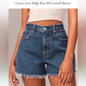 Abercrombie & Fitch the 90s straight ultra high rise denim shorts size 34/18